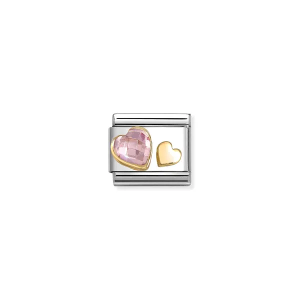 Link Corazones Cubic Zirconia Rosa