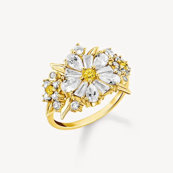 Anillo Margarita Butterfly Paradise piedras oro