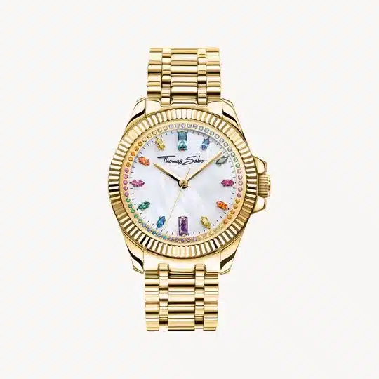 Reloj mujer Rainbow dorado piedras