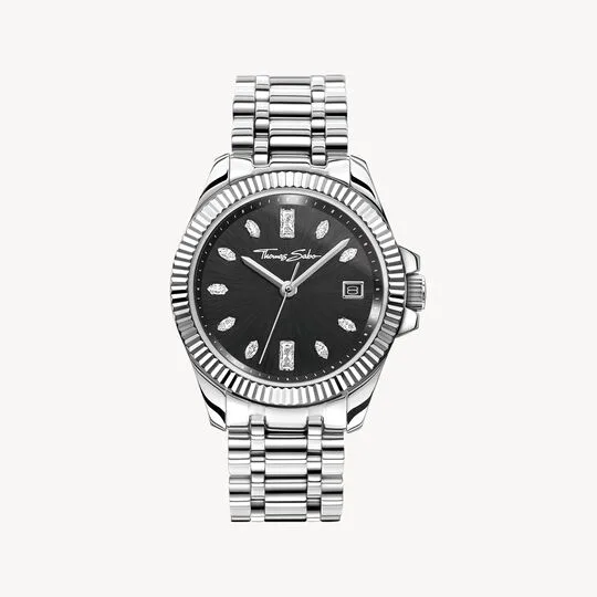 Reloj señora esfera negra plata