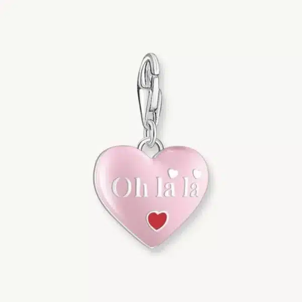 Charm Corazón Rosa Plata-1