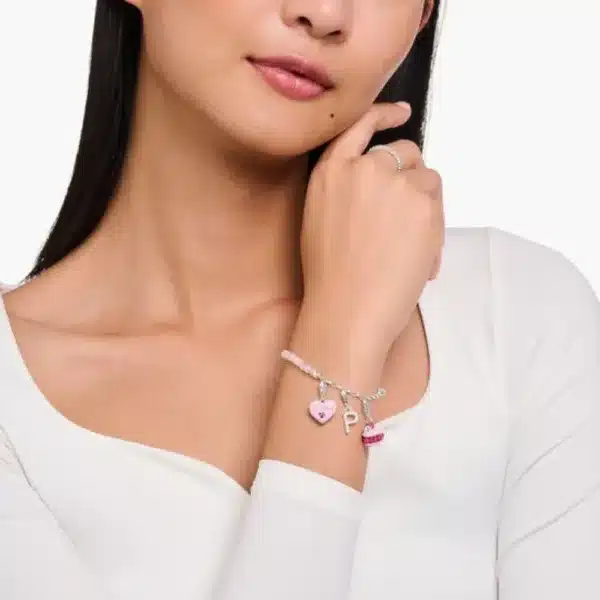 Charm Corazón Rosa Plata-2