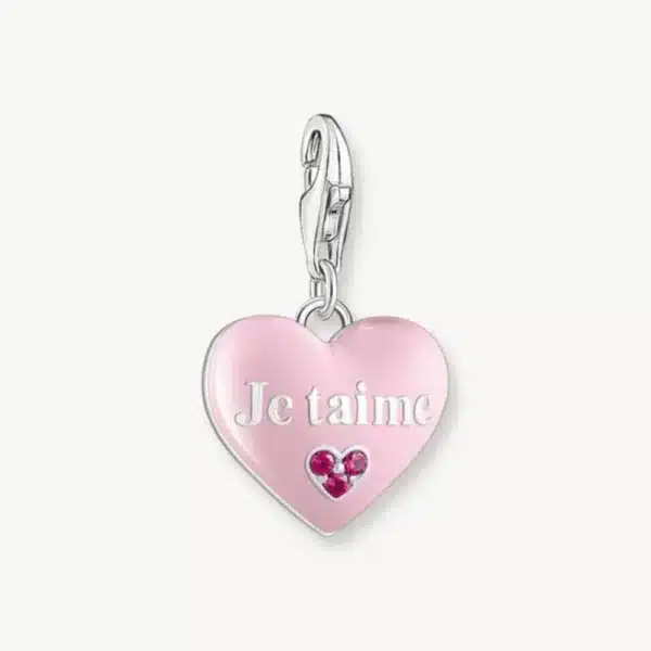 Charm Corazón Rosa Plata