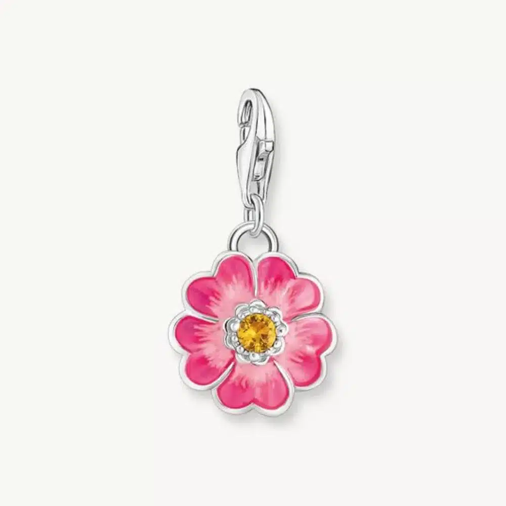 Charm Flor Rosa Plata